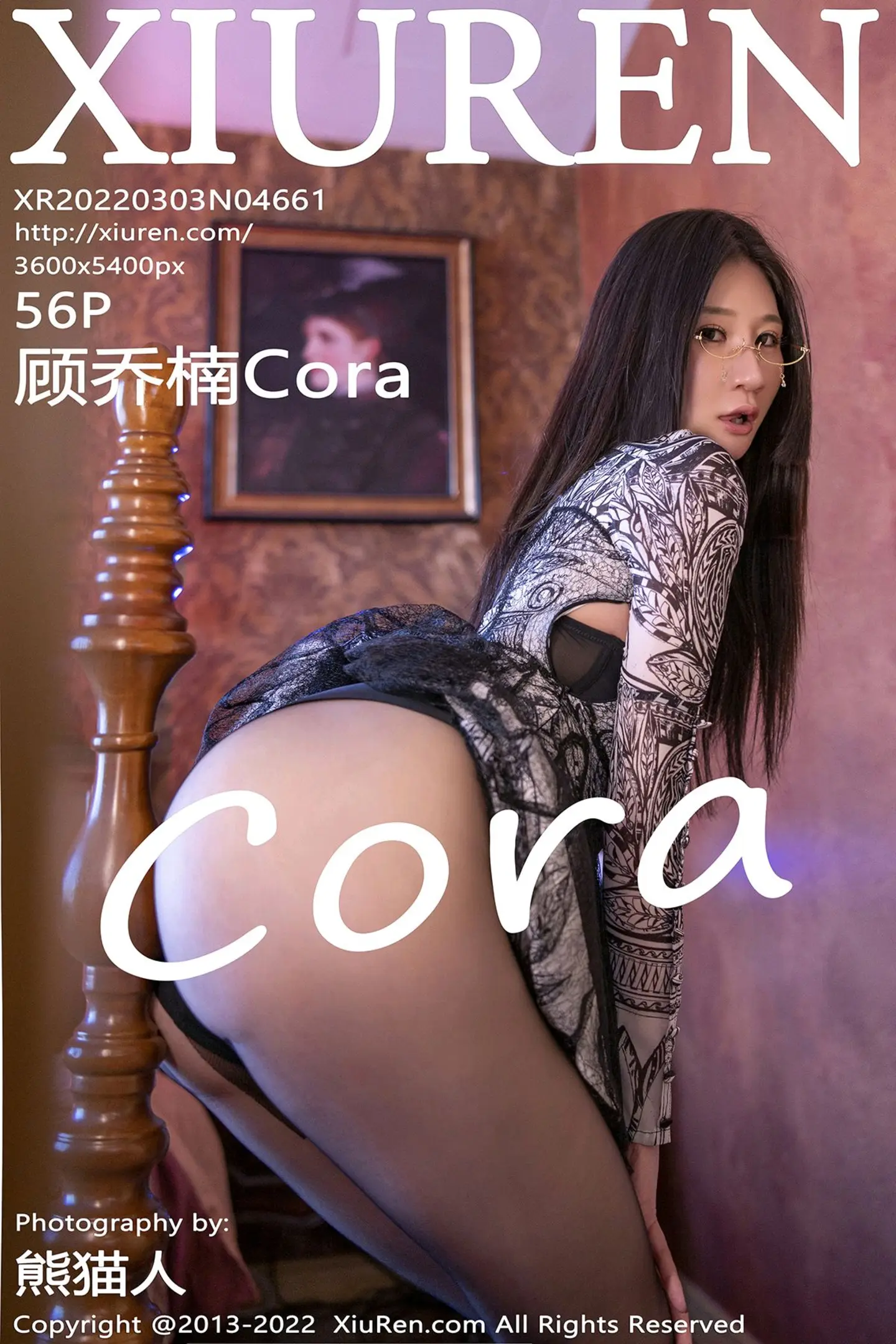 [XiuRen秀人网]VOL.4661 模特顾乔楠Cora私房半脱露性感黑色内衣配黑丝裤袜撩人诱惑写真56P-秀人网官方网站